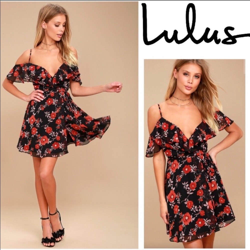 Lulus NWT devoted to love red floral mini dress